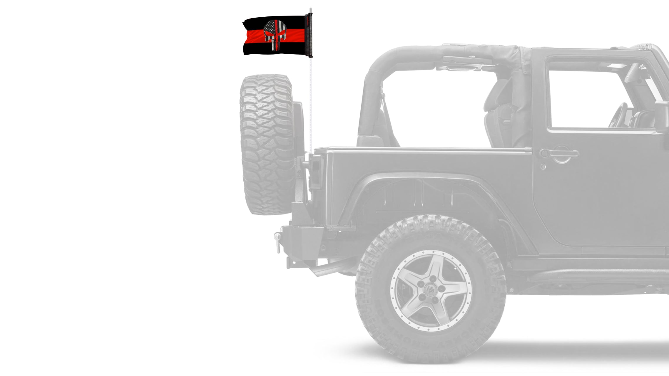 Thin Red Line Punisher 12"x18" Forever Wave Flag for Jeep Wrangler JL 2-Door 2018-Present