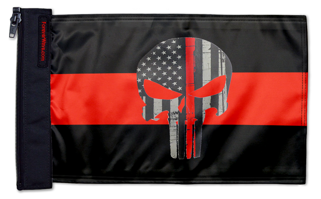 Thin Red Line Punisher 12"x18" Forever Wave Flag for Jeep Wrangler YJ 1986-1995