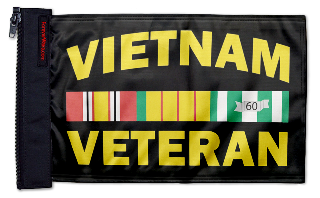 Vietnam Veteran 12"x18" Forever Wave Flag for Jeep Wrangler JK 2-Door 2007-2018