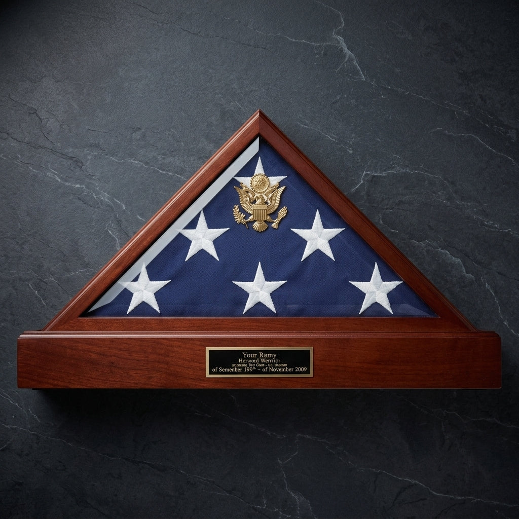 American Flag Case with Pedestal For 5' X 9.5' Burial Flag