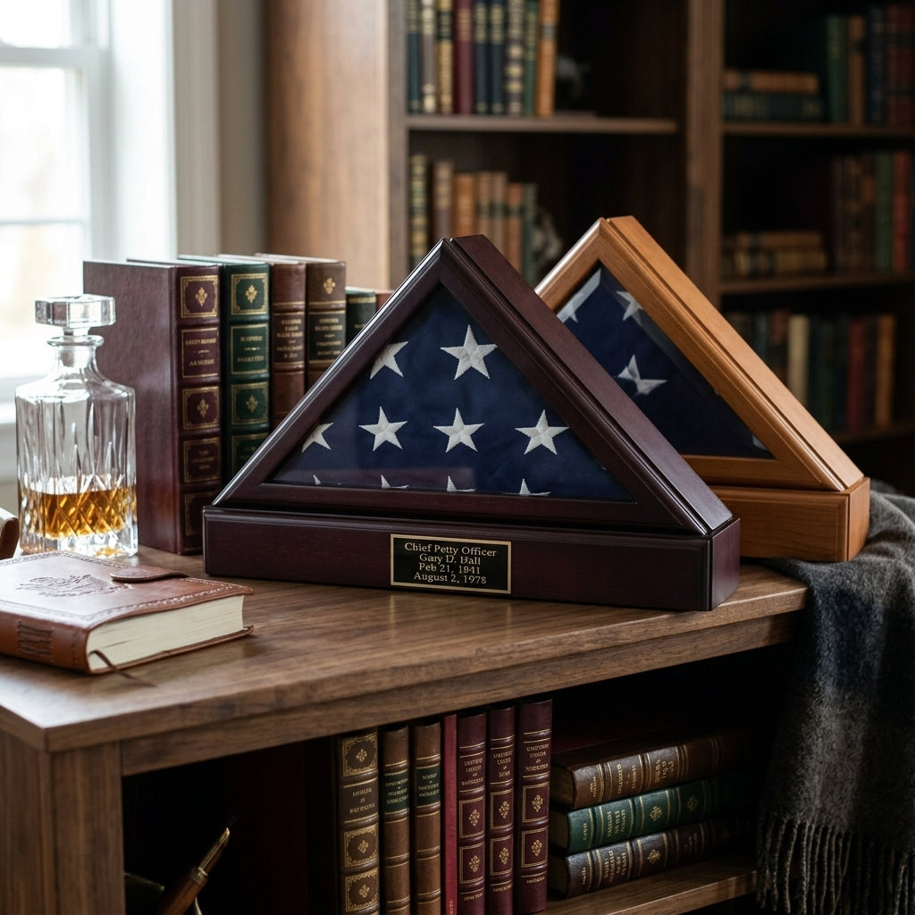 Flag Box, Flag Pedestal Box, Flag Boxes - Cherry Material.