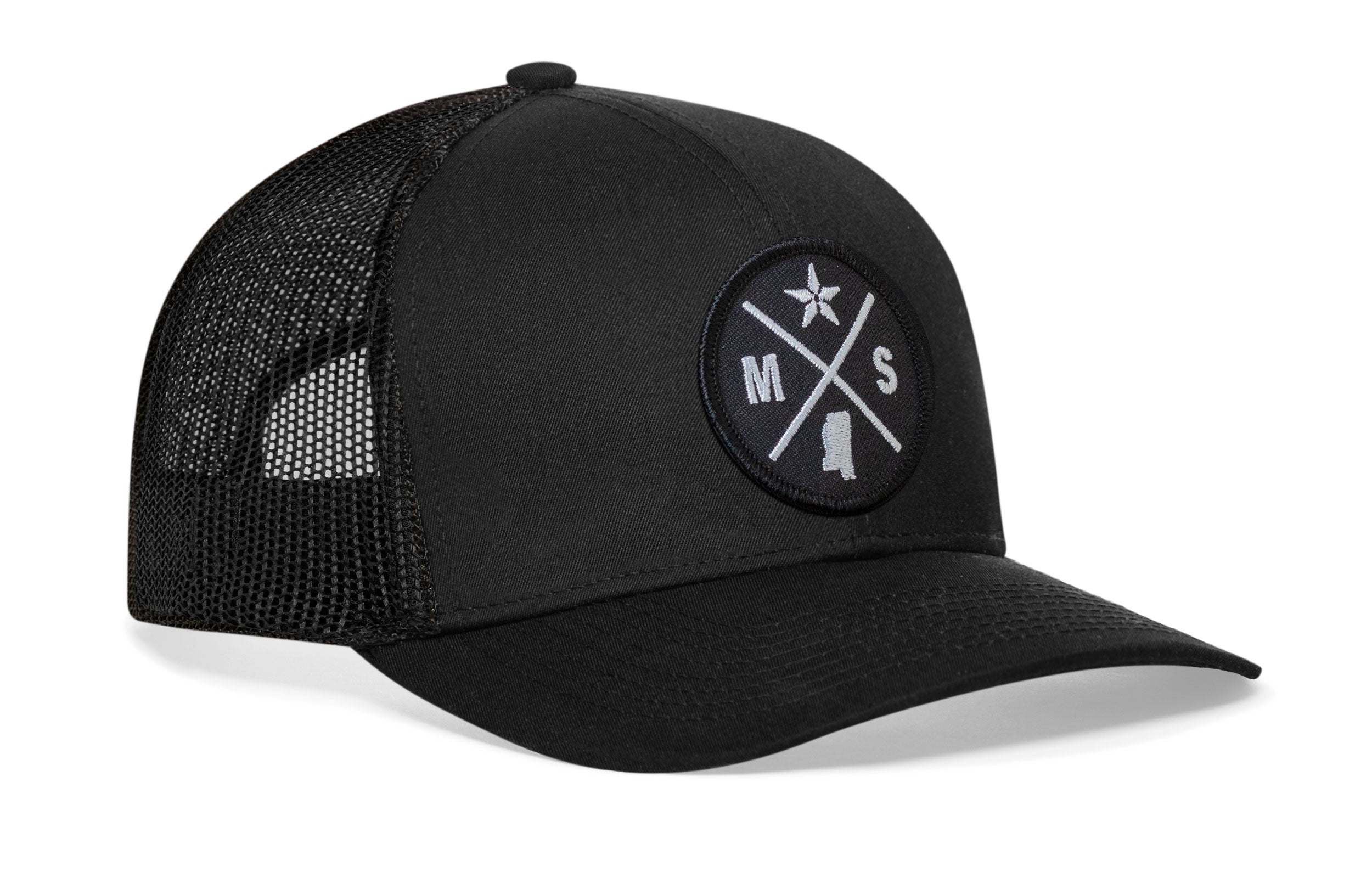 Mississippi Trucker Hat  |  Black MS X Snapback