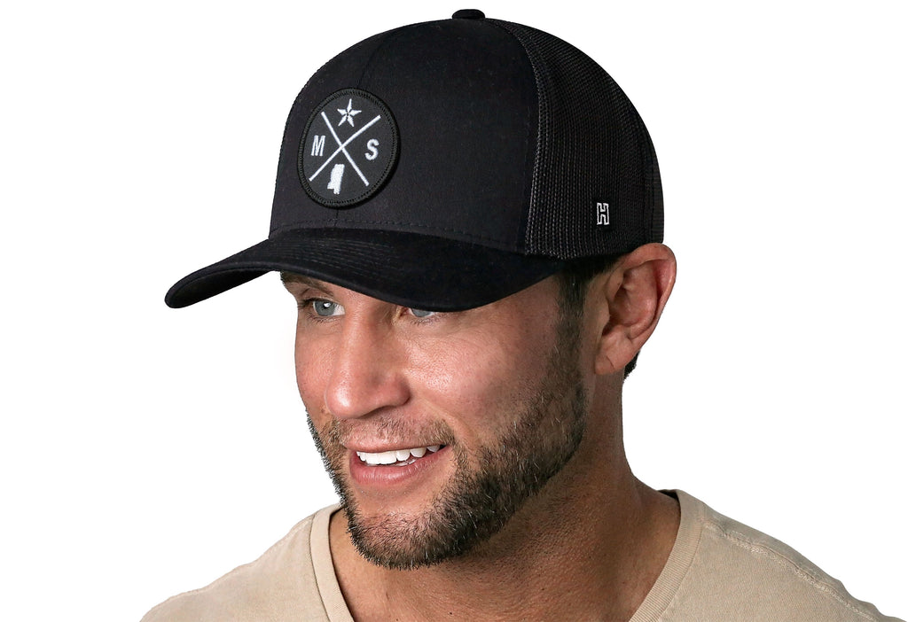 Mississippi Trucker Hat  |  Black MS X Snapback