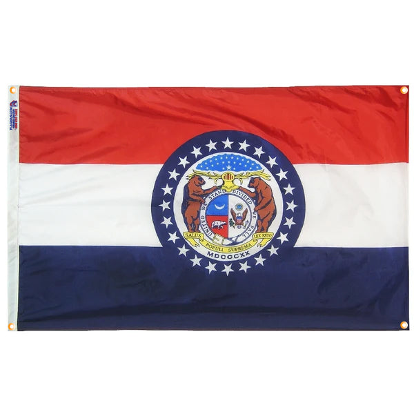 Missouri Flag with Grommets Along the Edges for Wall Hanging