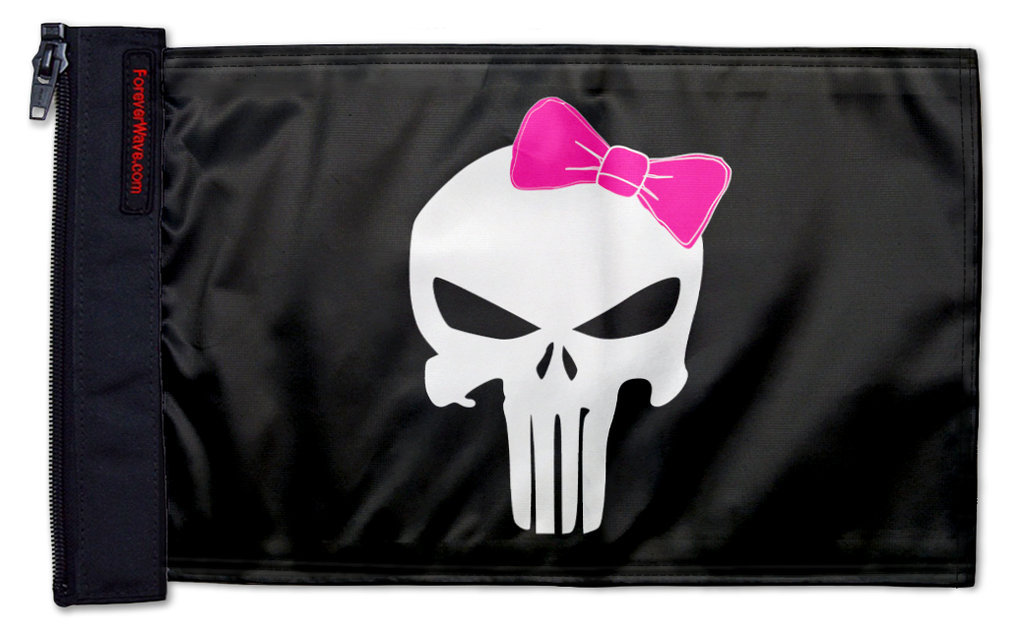 Punisher Pink Ribbon 12"x18" Forever Wave Flag for Jeep Wrangler CJ-7 and CJ-8 1976-1986