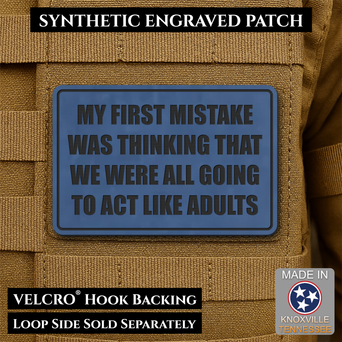 Can We Act Like Adults Funny Morale Patch, 2x3" | Made in USA | VELCRO® Brand Hook Backing