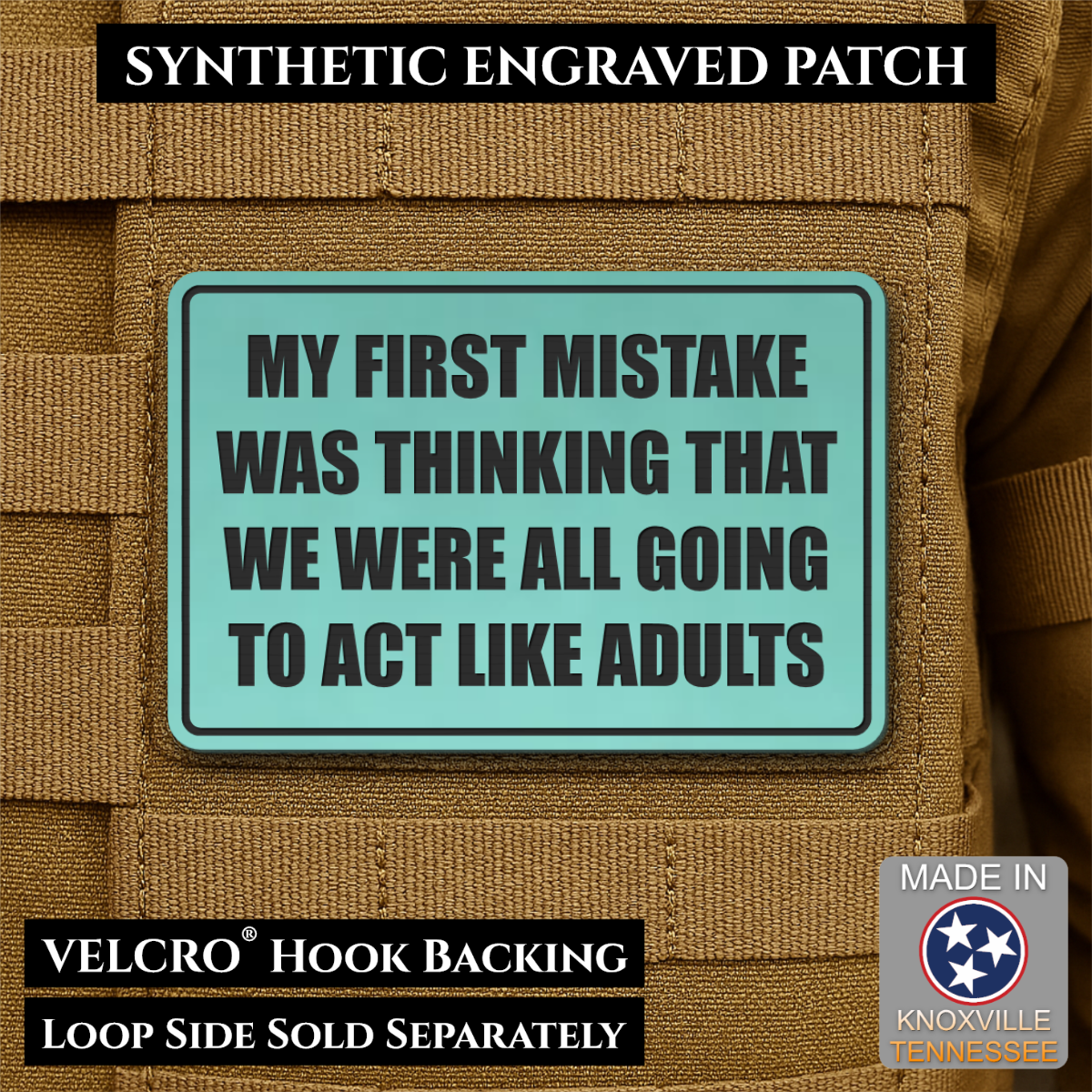 Can We Act Like Adults Funny Morale Patch, 2x3" | Made in USA | VELCRO® Brand Hook Backing