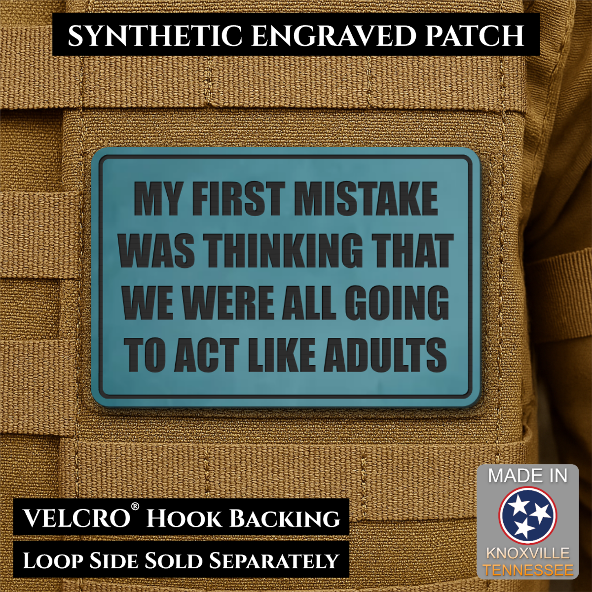 Can We Act Like Adults Funny Morale Patch, 2x3" | Made in USA | VELCRO® Brand Hook Backing