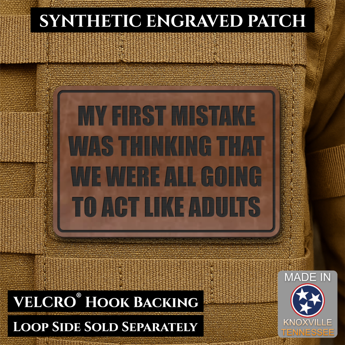 Can We Act Like Adults Funny Morale Patch, 2x3" | Made in USA | VELCRO® Brand Hook Backing