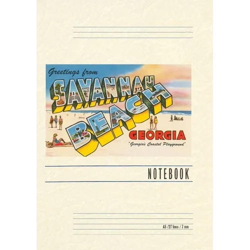 Vintage Lined Notebook Greetings from Savannah Beach - Paperback