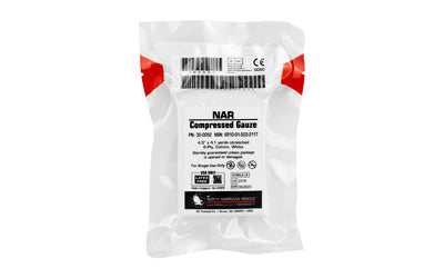 North American Rescue Compressed Gauze -  4.5" x 4.1yd Sterile 6-Ply 100% Cotton Gauze -  Crinkle Weave -  Latex Free