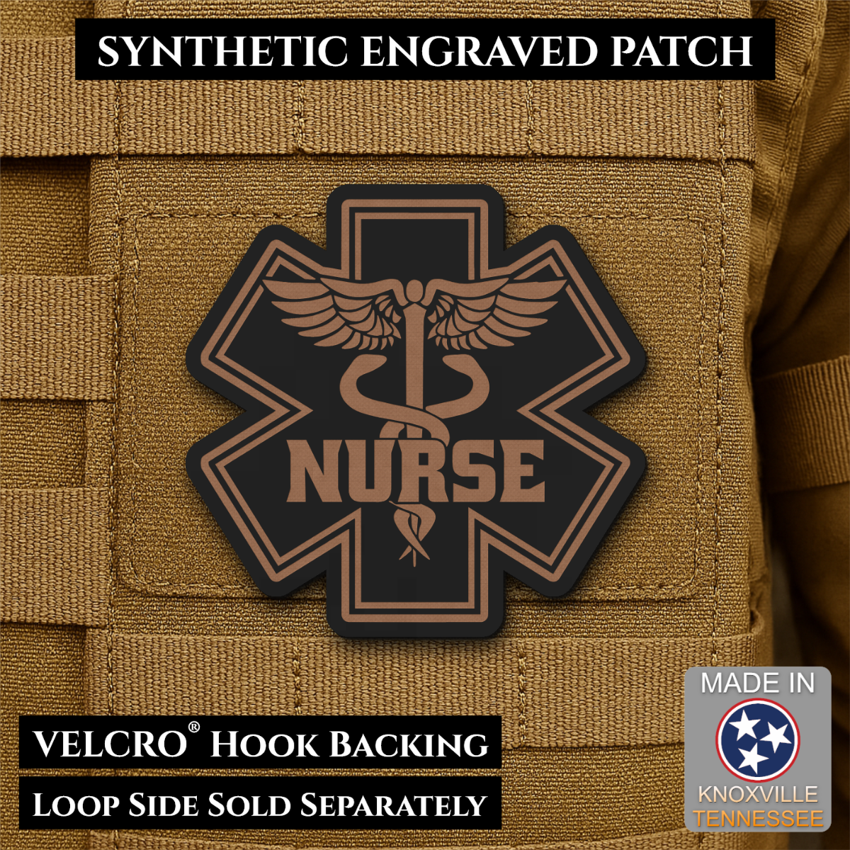Nurse - Star of Life Morale Patch, 3x3" | Made in USA | VELCRO® Brand Hook Backing