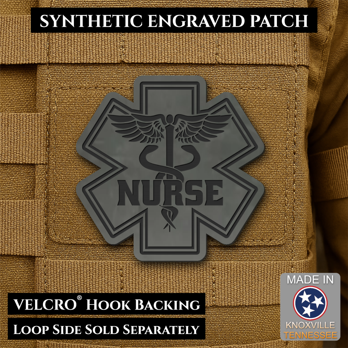 Nurse - Star of Life Morale Patch, 3x3" | Made in USA | VELCRO® Brand Hook Backing