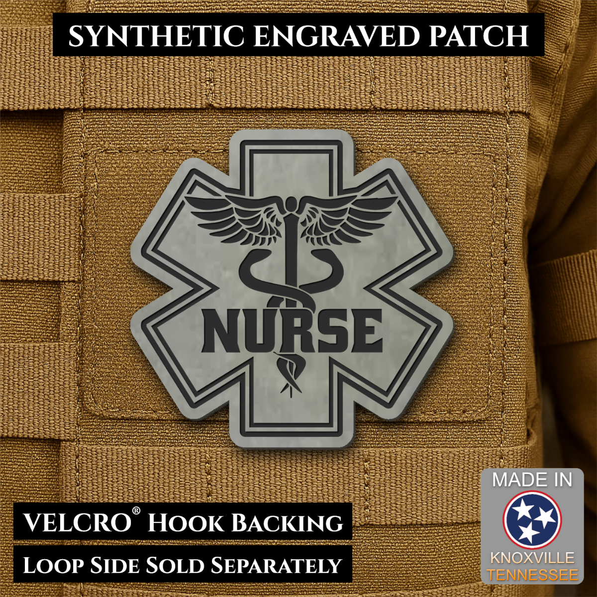 Nurse - Star of Life Morale Patch, 3x3" | Made in USA | VELCRO® Brand Hook Backing