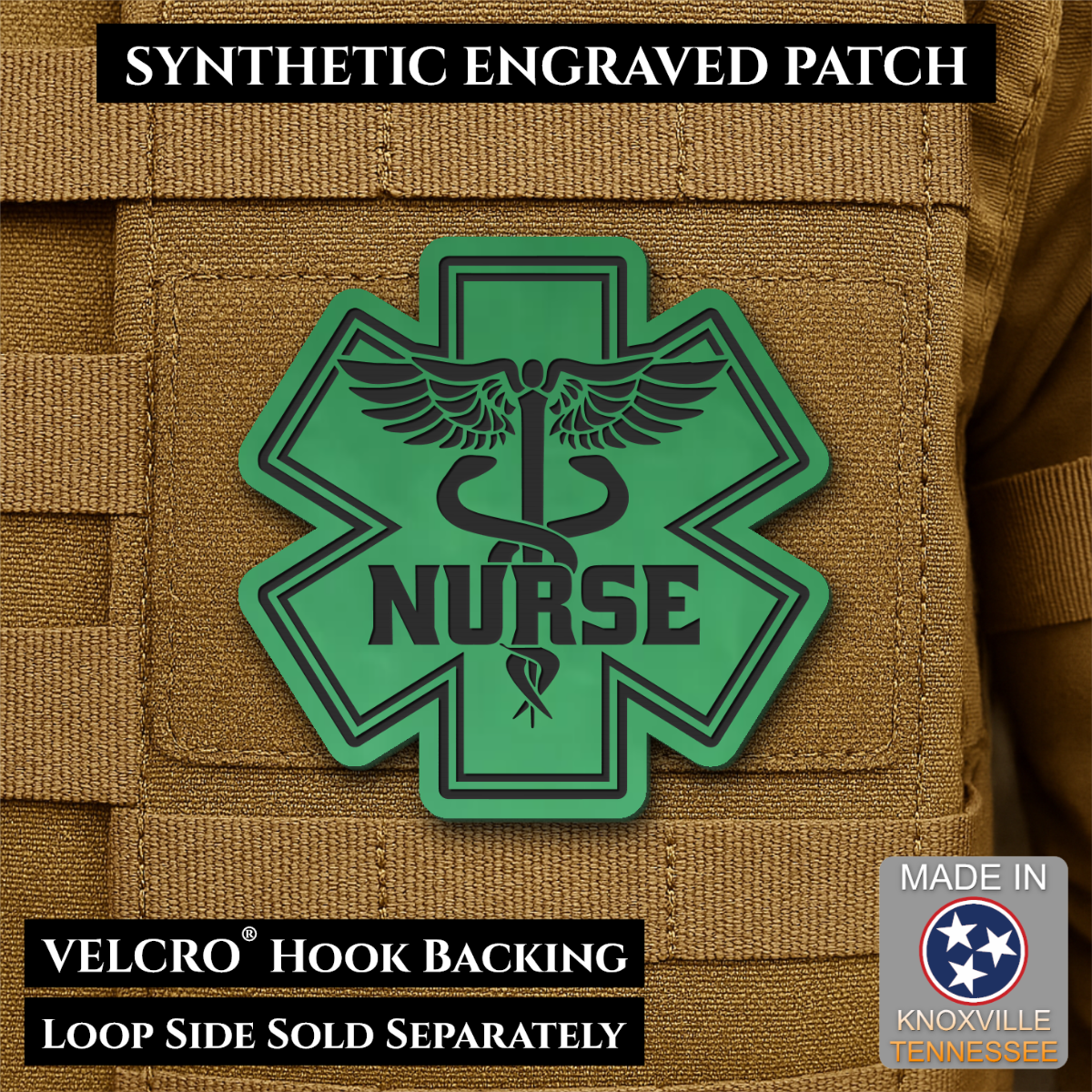 Nurse - Star of Life Morale Patch, 3x3" | Made in USA | VELCRO® Brand Hook Backing