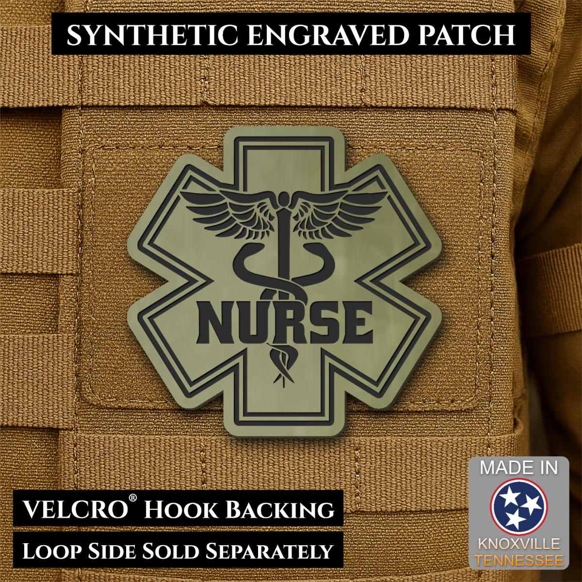 Nurse - Star of Life Morale Patch, 3x3" | Made in USA | VELCRO® Brand Hook Backing