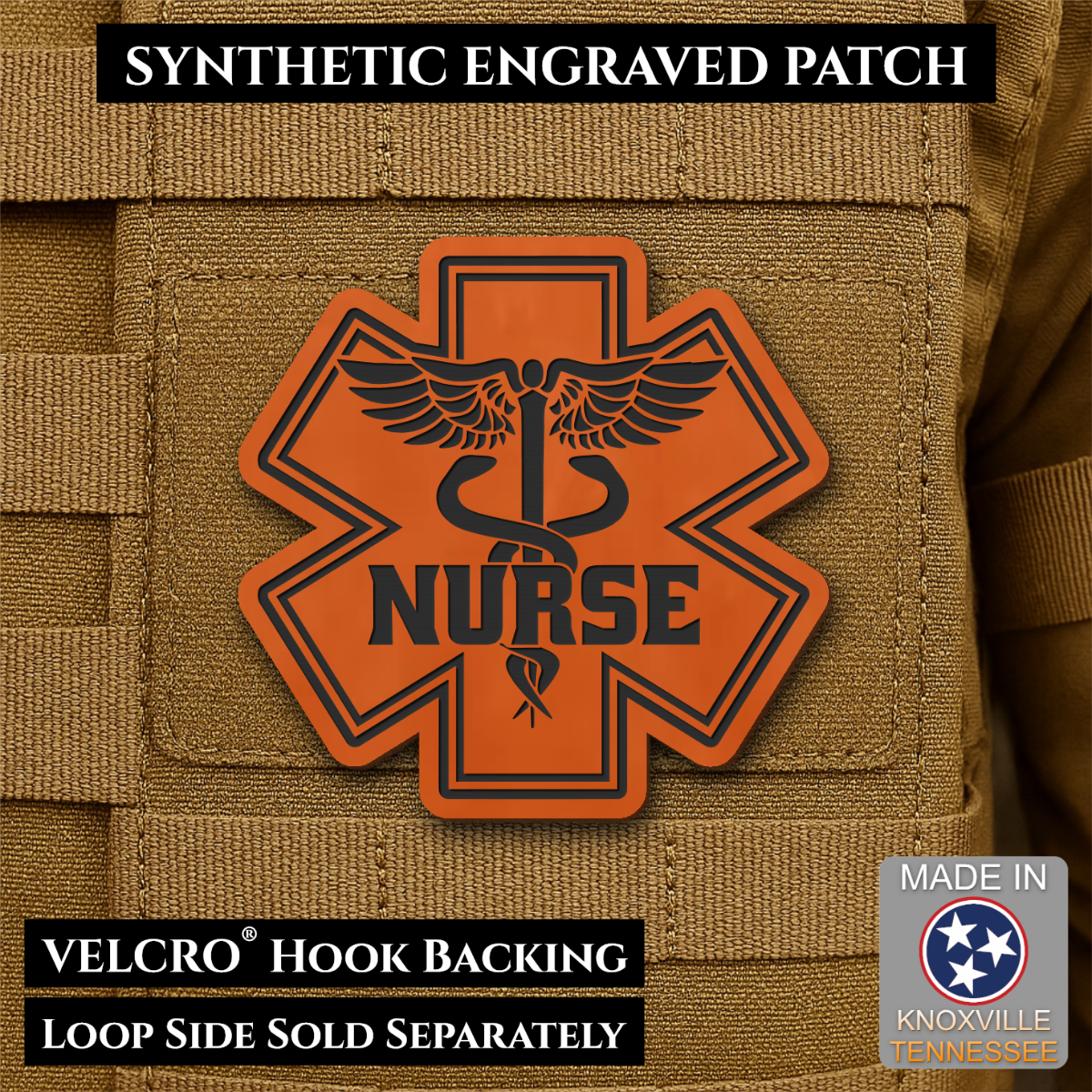 Nurse - Star of Life Morale Patch, 3x3" | Made in USA | VELCRO® Brand Hook Backing