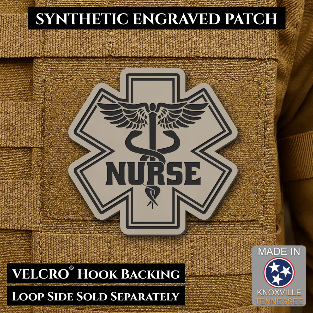 Nurse - Star of Life Morale Patch, 3x3" | Made in USA | VELCRO® Brand Hook Backing