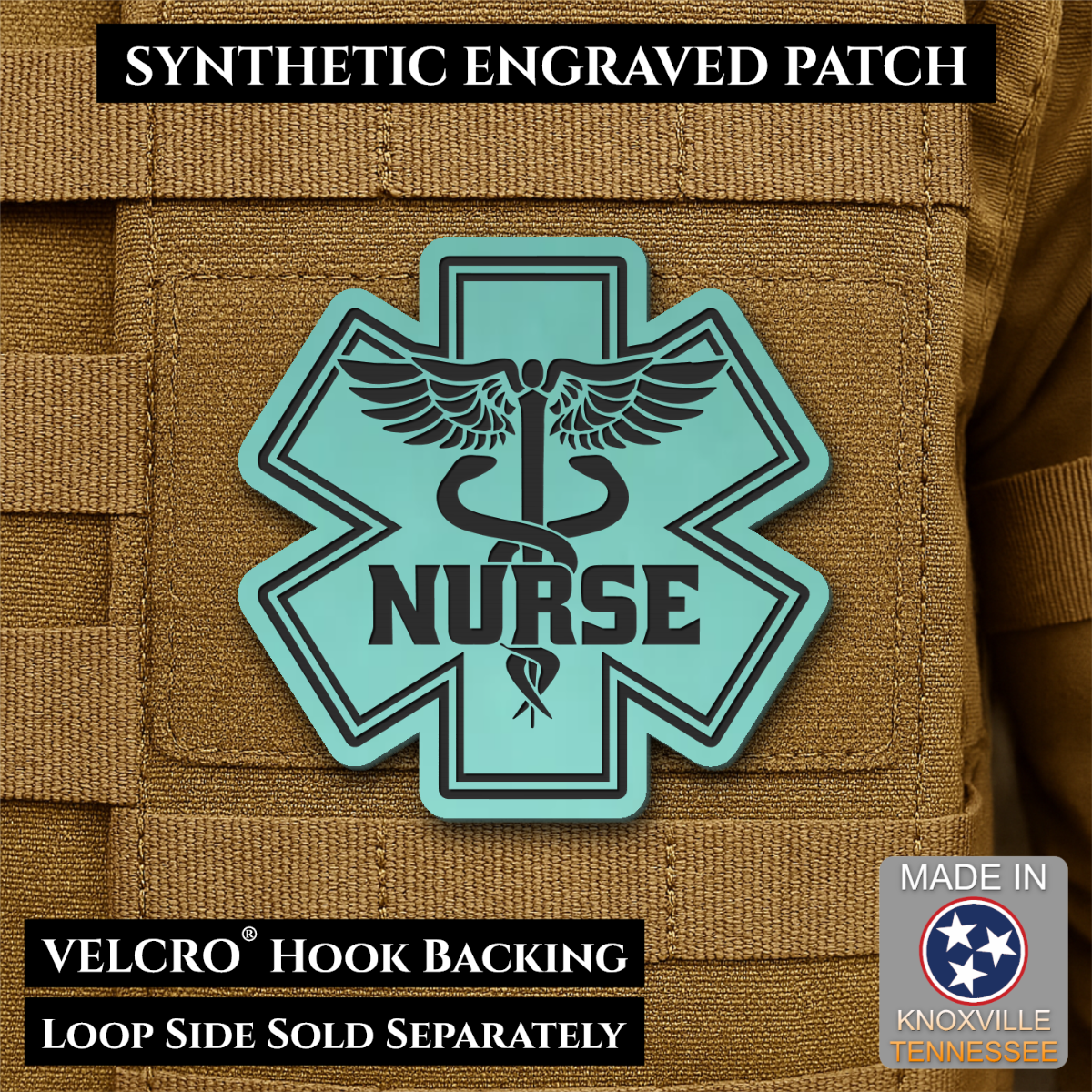 Nurse - Star of Life Morale Patch, 3x3" | Made in USA | VELCRO® Brand Hook Backing