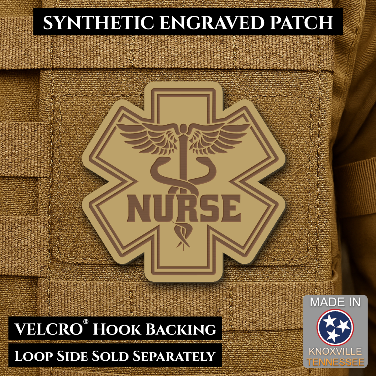 Nurse - Star of Life Morale Patch, 3x3" | Made in USA | VELCRO® Brand Hook Backing