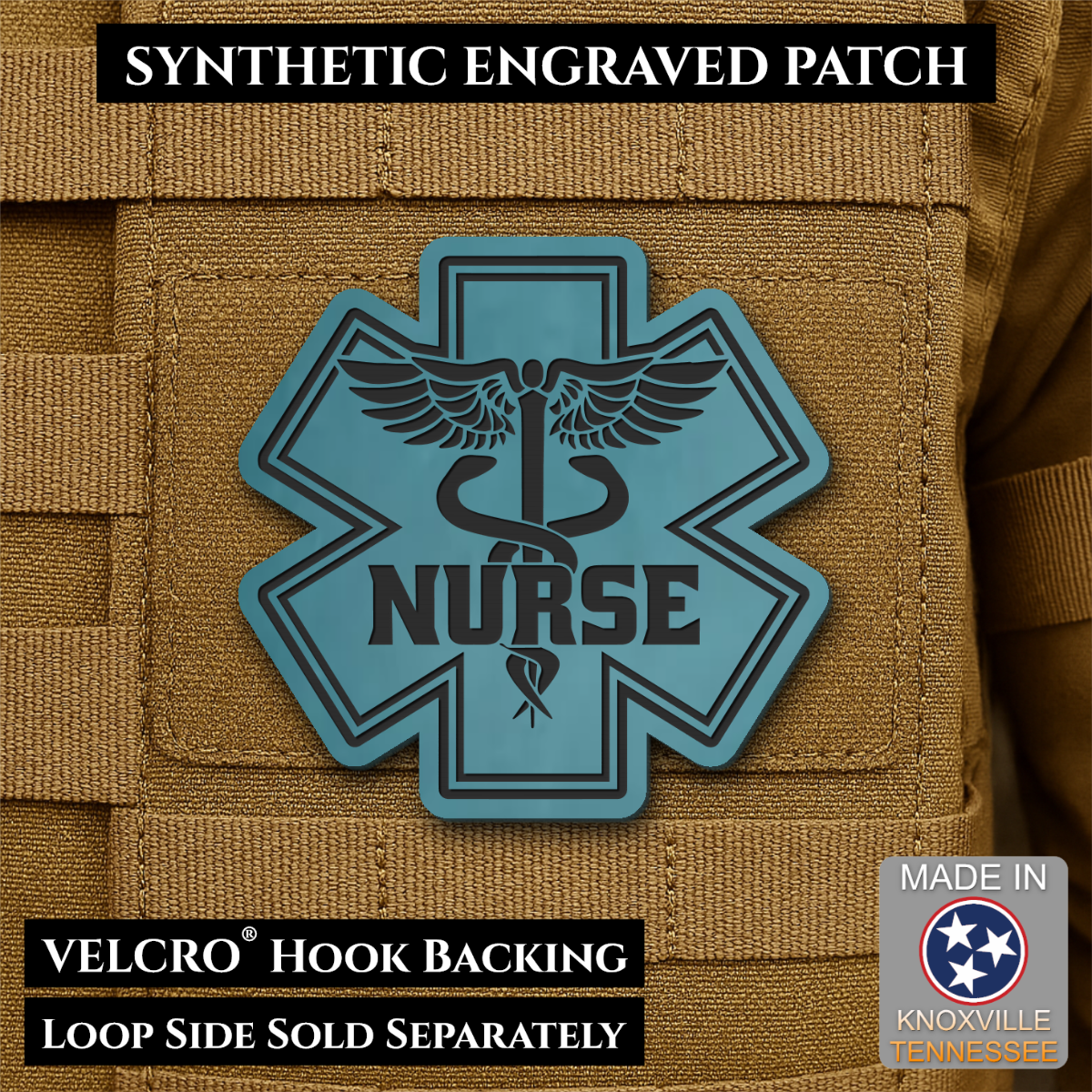 Nurse - Star of Life Morale Patch, 3x3" | Made in USA | VELCRO® Brand Hook Backing
