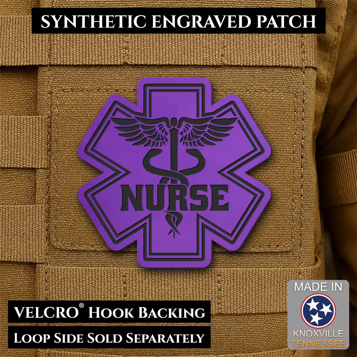 Nurse - Star of Life Morale Patch, 3x3" | Made in USA | VELCRO® Brand Hook Backing