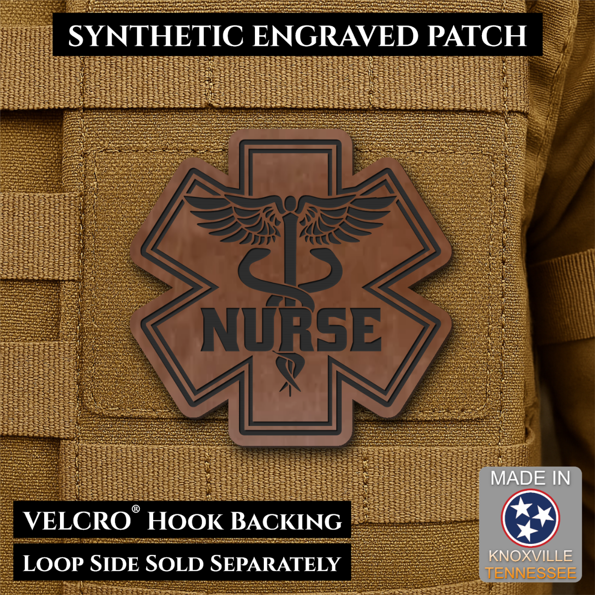Nurse - Star of Life Morale Patch, 3x3" | Made in USA | VELCRO® Brand Hook Backing