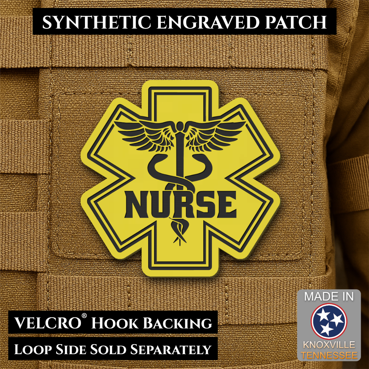 Nurse - Star of Life Morale Patch, 3x3" | Made in USA | VELCRO® Brand Hook Backing