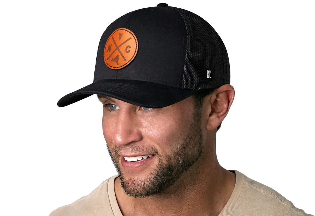 New York City Trucker Hat Leather  |  Black NYC X Snapback
