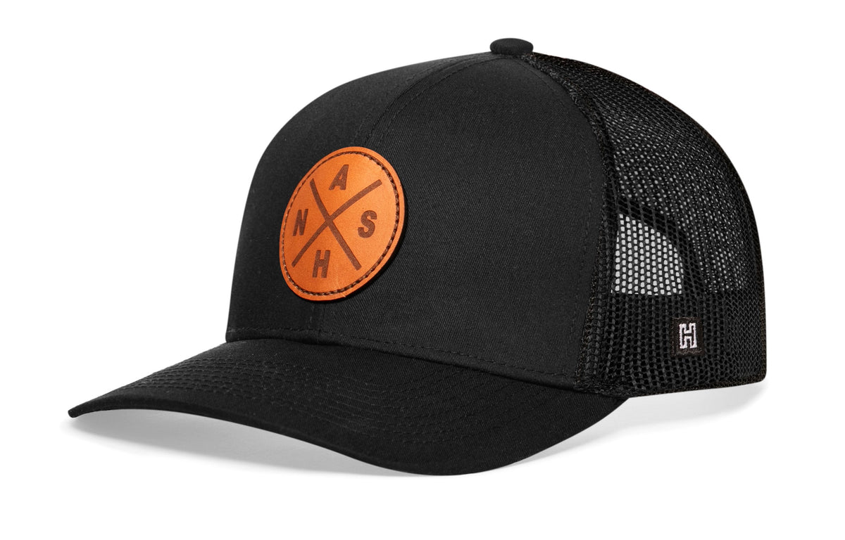 Nashville Trucker Hat Leather  |  Black NASH X Snapback