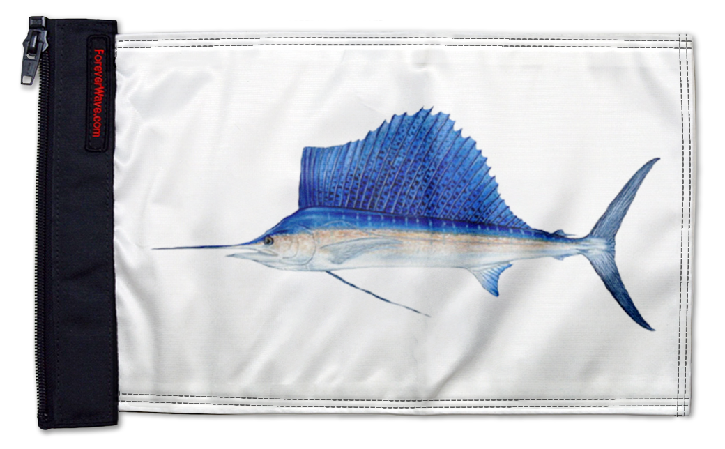 Sailfish 12"x18" Forever Wave Flag for Boats