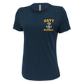 Navy Anchor Baseball Ladies T-Shirt