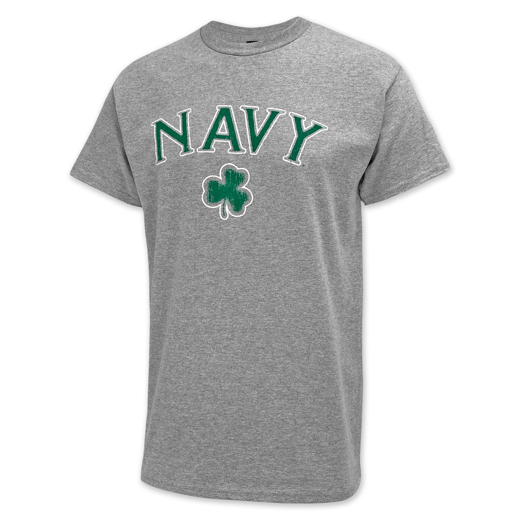 Navy Distressed Shamrock T-Shirt (Grey)