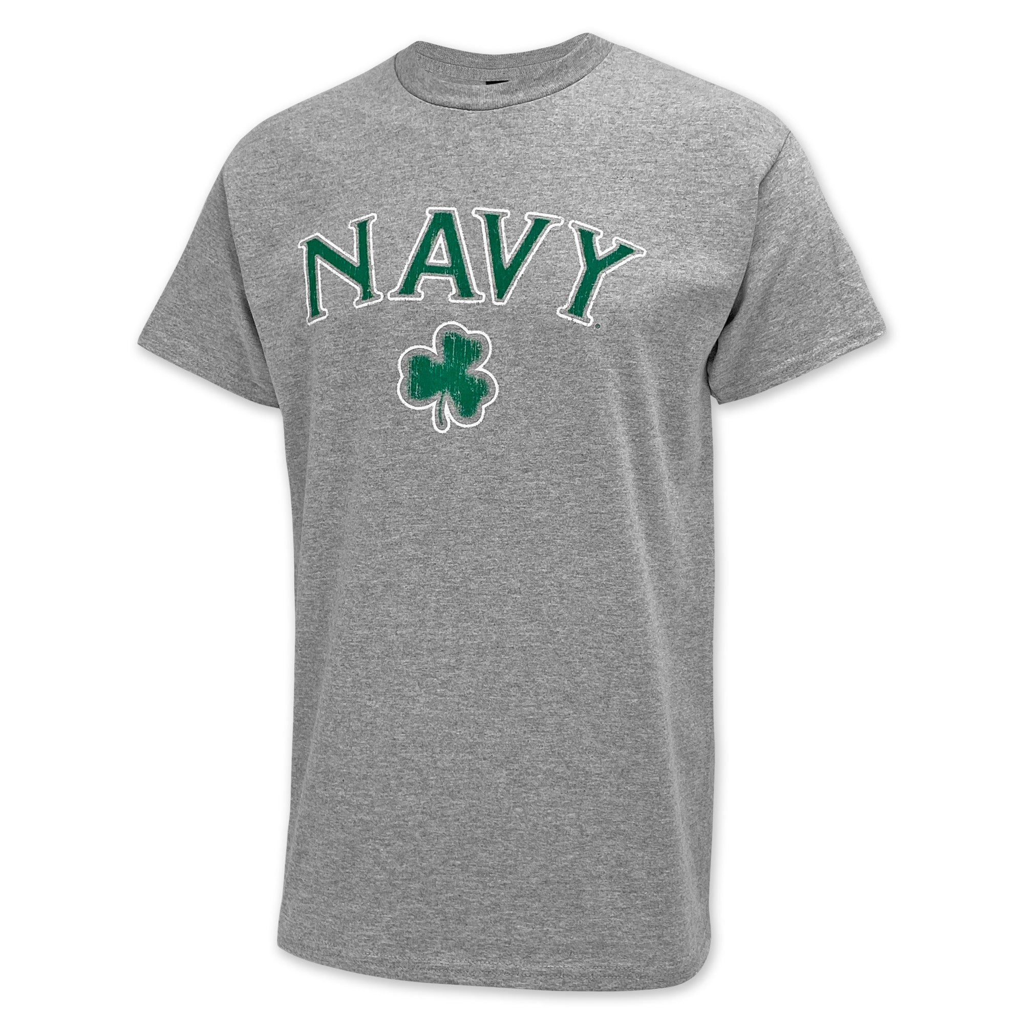 Navy Distressed Shamrock T-Shirt (Grey)