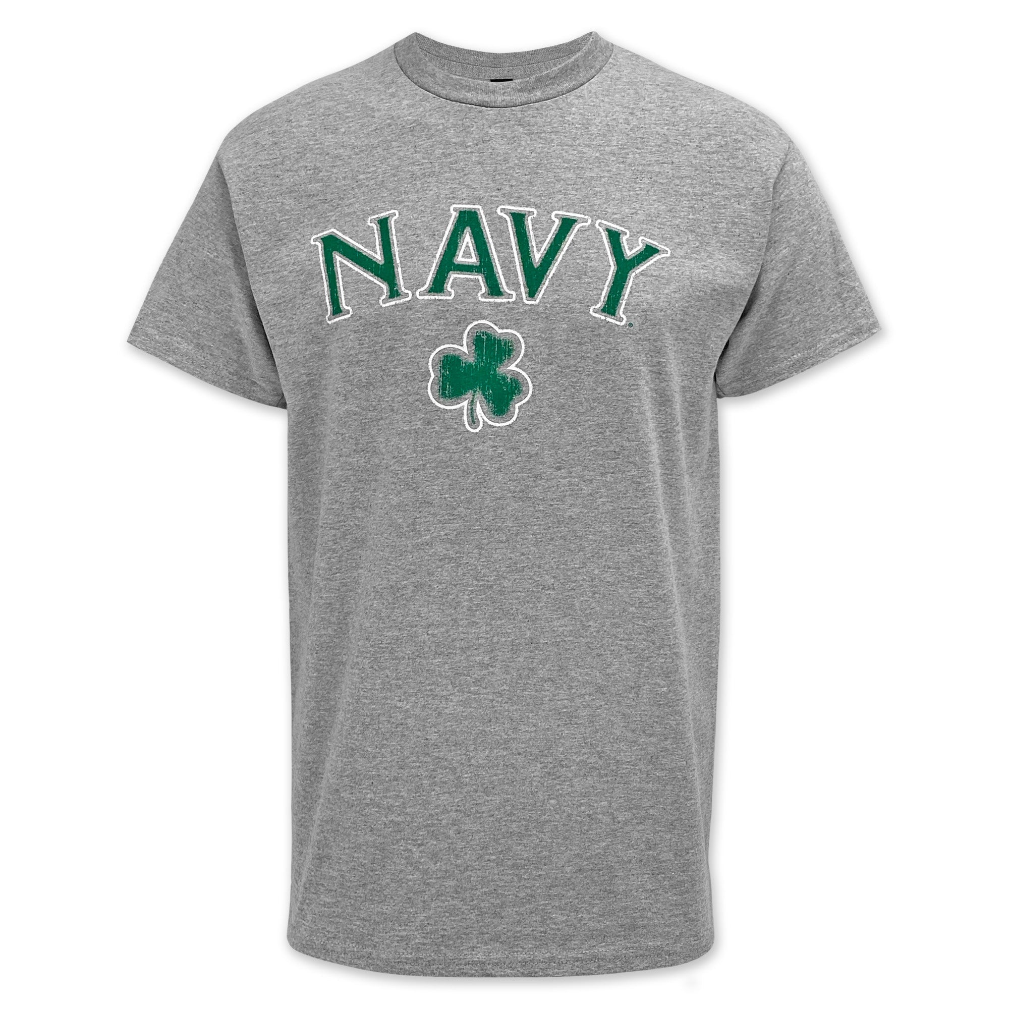 Navy Distressed Shamrock T-Shirt (Grey)