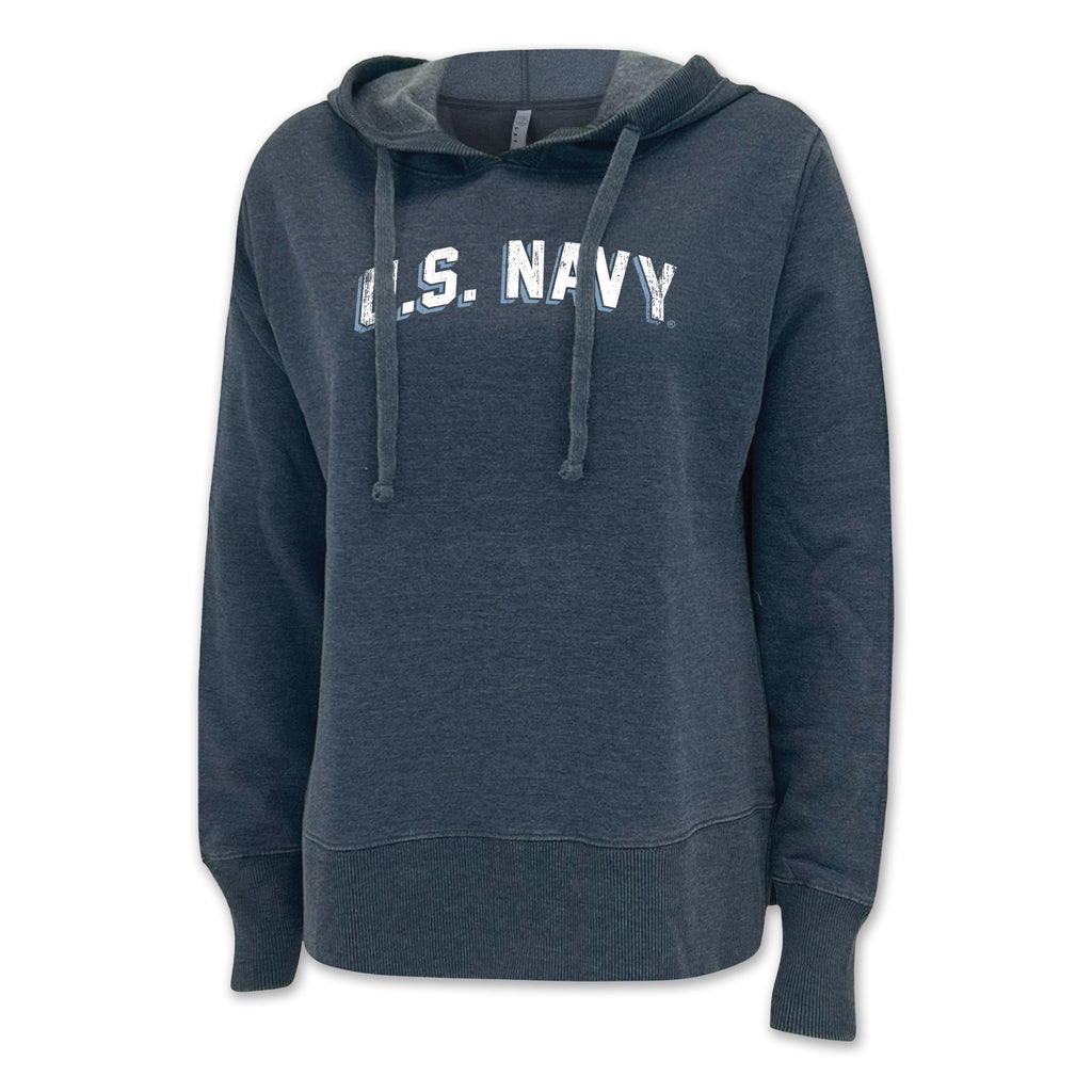 Navy Ladies Distressed Arch Hood (Washed Navy)
