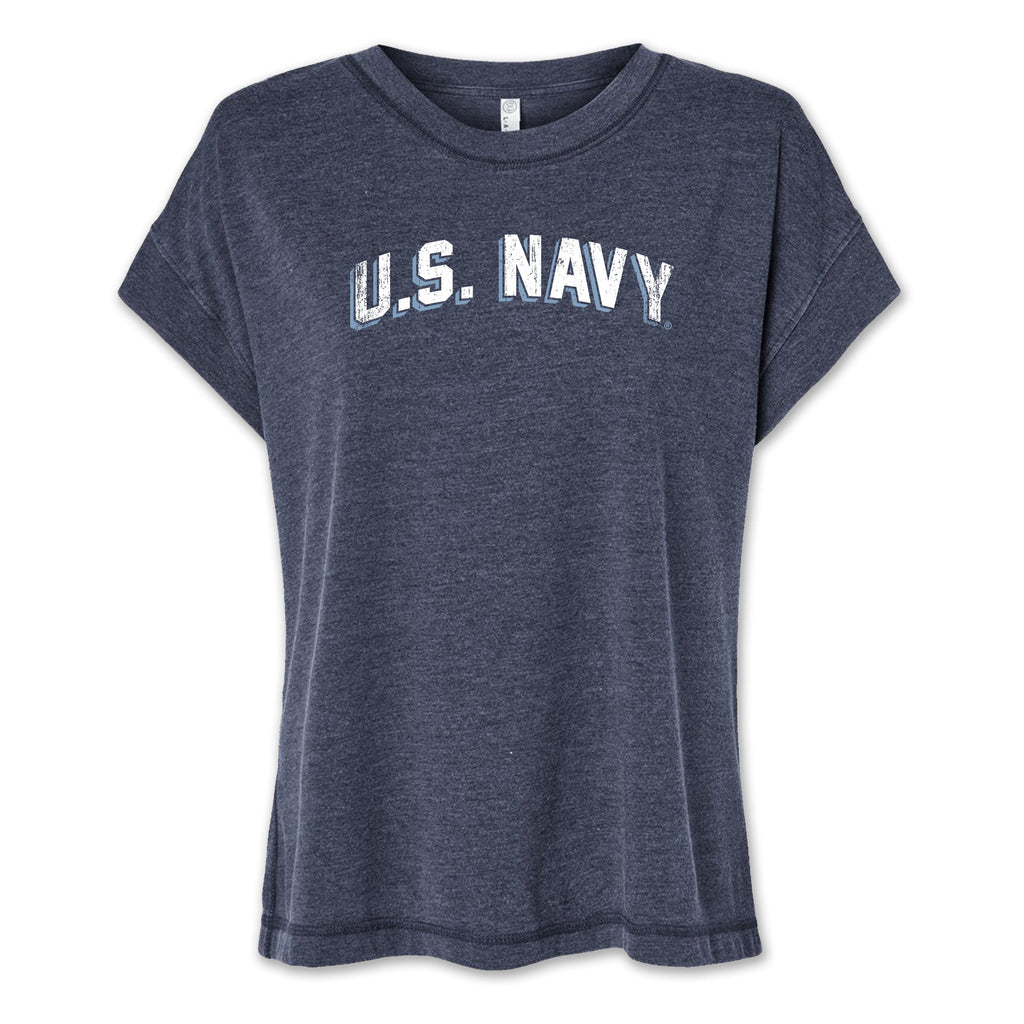 Navy Ladies Distressed Arch T-Shirt (Washed Navy)