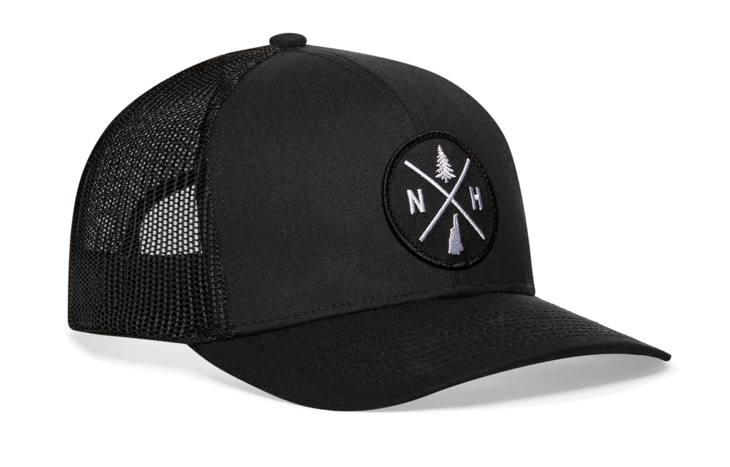 New Hampshire Trucker Hat  |  Black NH X Snapback