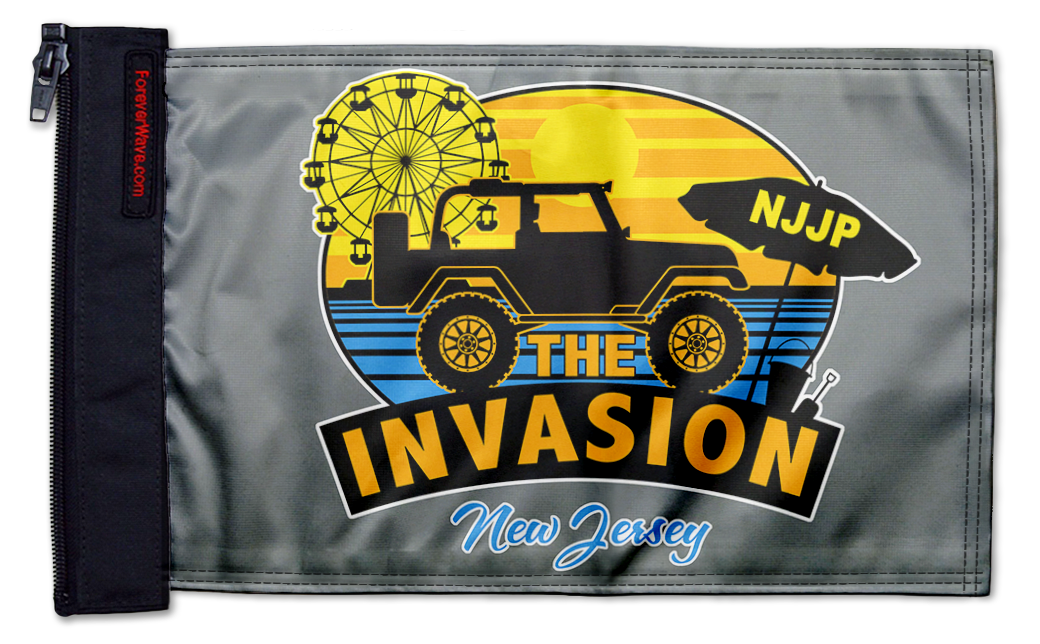New Jersey Jeep Invasion 12"x18" Forever Wave Flag for Boats