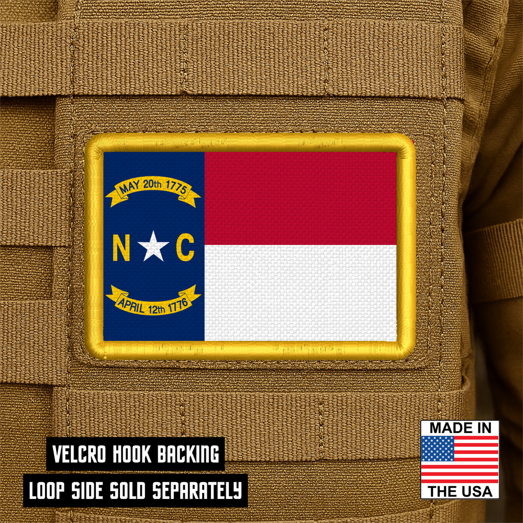 North Carolina State Flag Patch | Made in USA | VELCRO® Brand Hook Backing