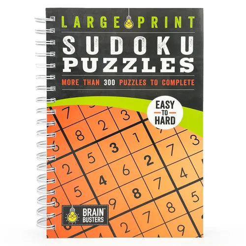 Large Print Sudoku Puzzles Orange - Spiral