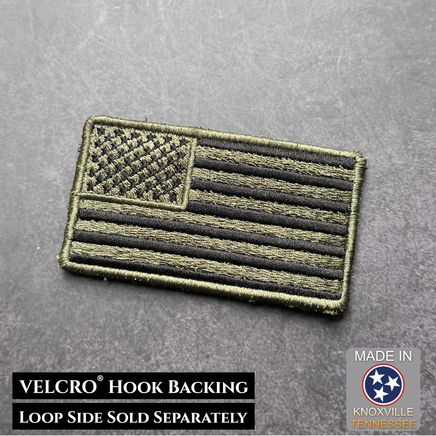 Olive OD Green Tactical American Flag Patch | Made in USA | VELCRO® Brand Hook Backing