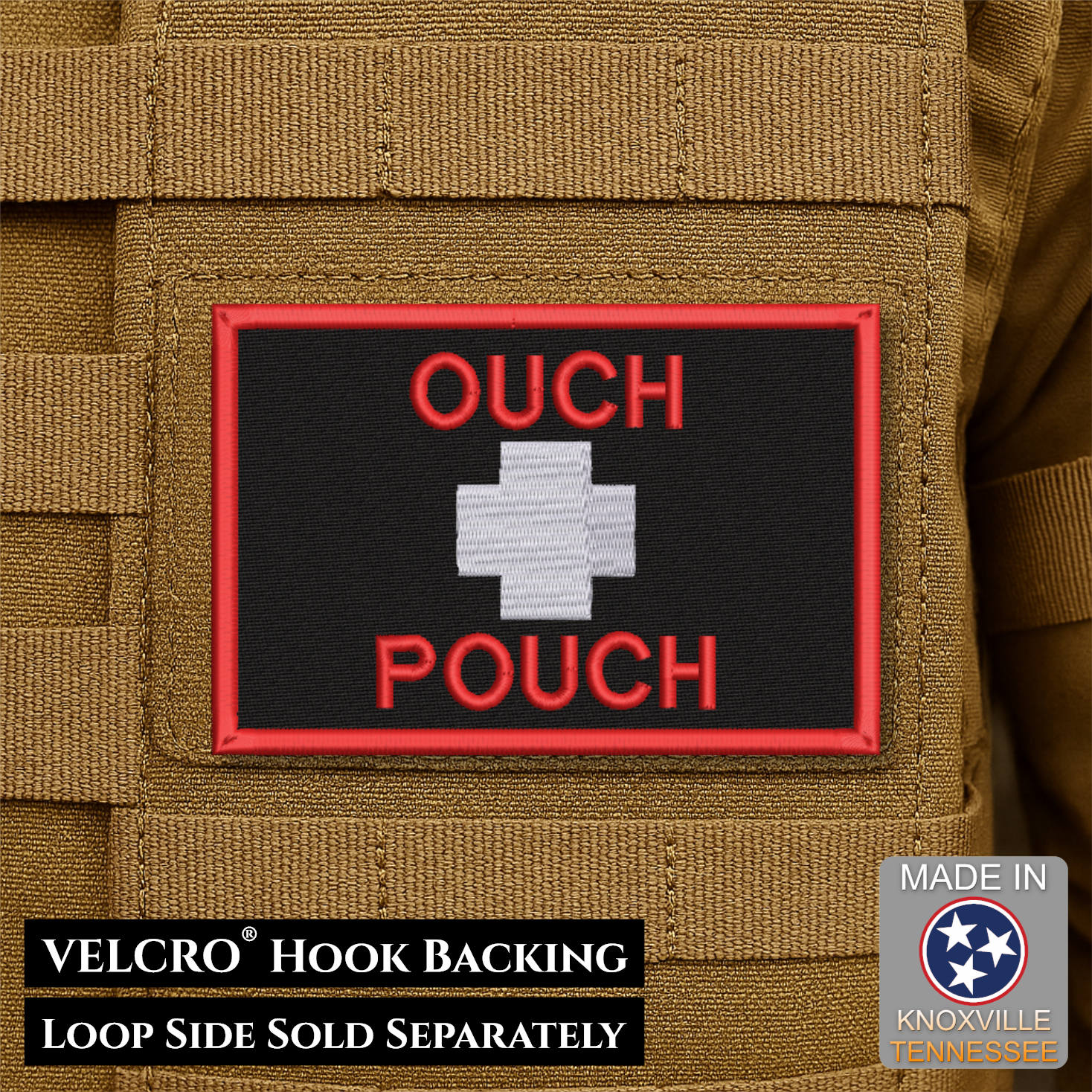 Ouch Pouch Funny IFAK Med-Kit Morale Patch, 2x3" | Made in USA | VELCRO® Brand Hook Backing
