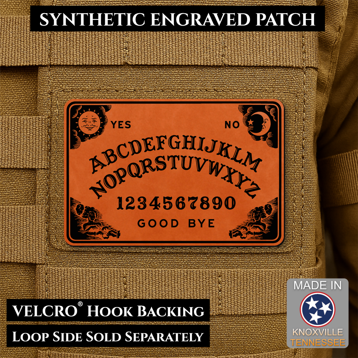 Ouija Talking Spirit Board Funny Morale Patch, 2x3" | Made in USA | VELCRO® Brand Hook Backing