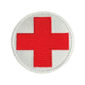 Red Cross Patch Fully Embroidered On White Background (3 inch) With Hook Fastener (each)