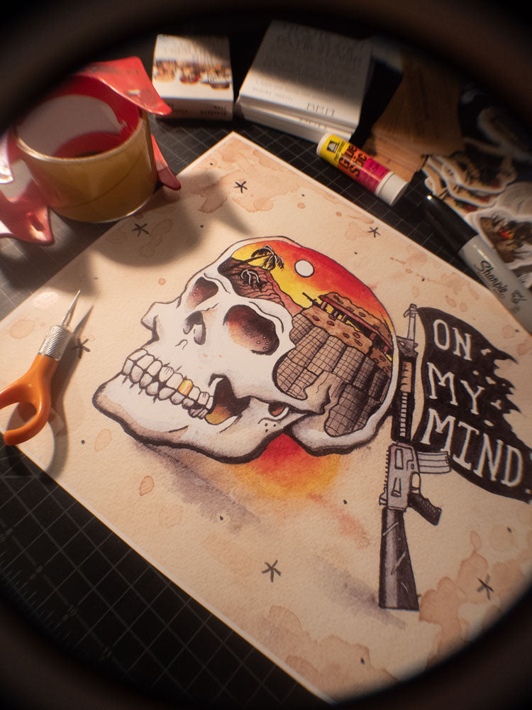 On My Mind Sunset Skull