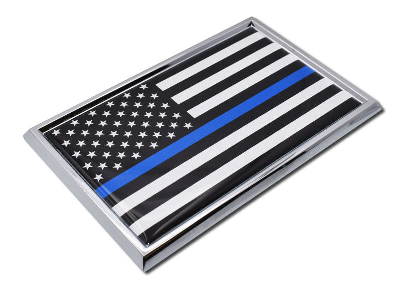 Thin Blue Line American Flag Vehicle Emblem | Made in USA