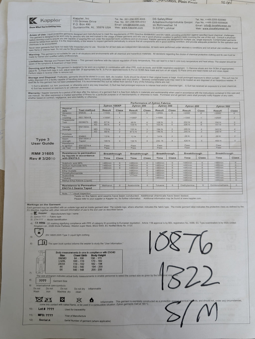 Zytron® 300 Chemical Protection Coverall- Z3H426