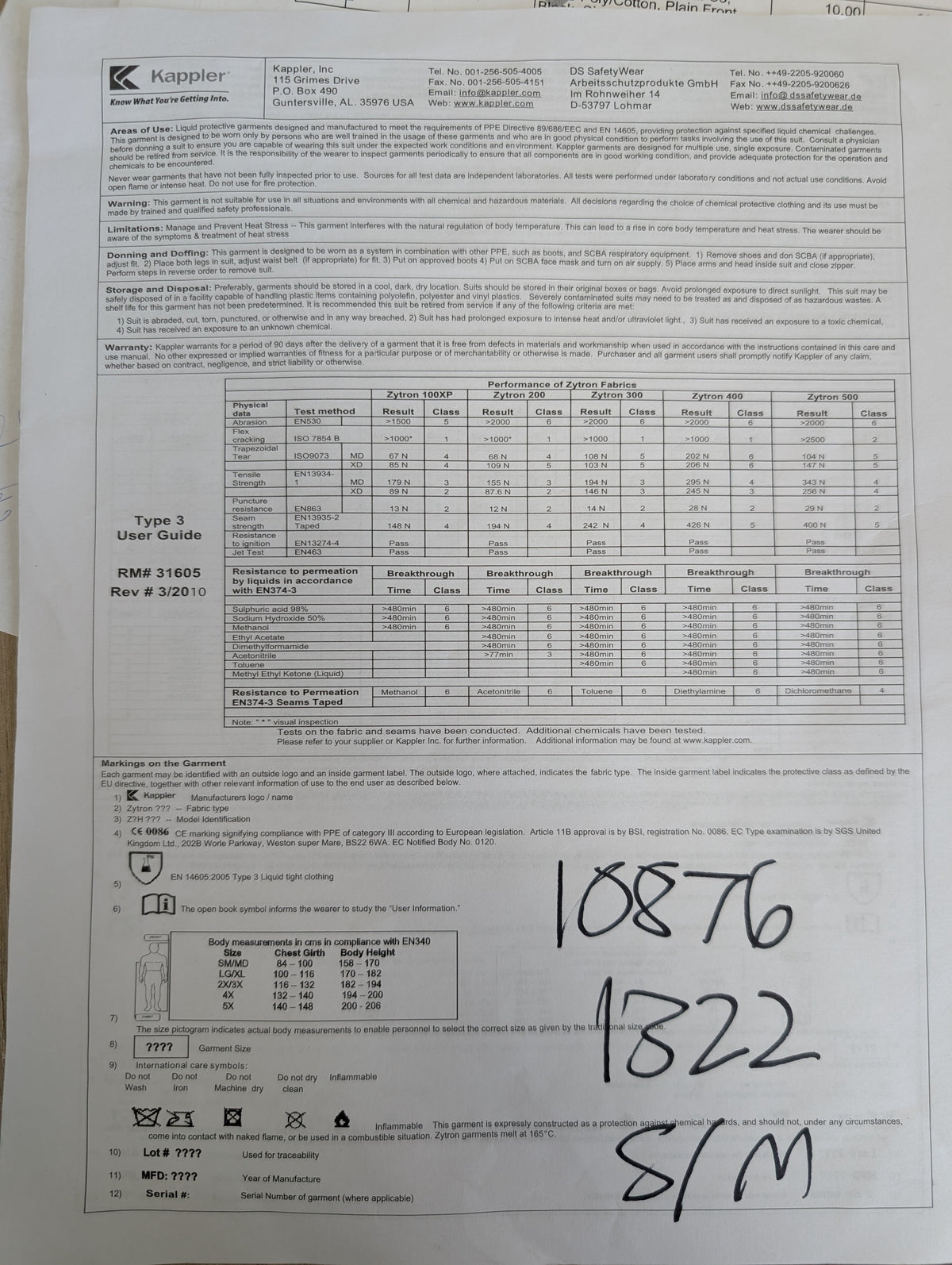 Zytron® 300 Chemical Protection Coverall- Z3H426