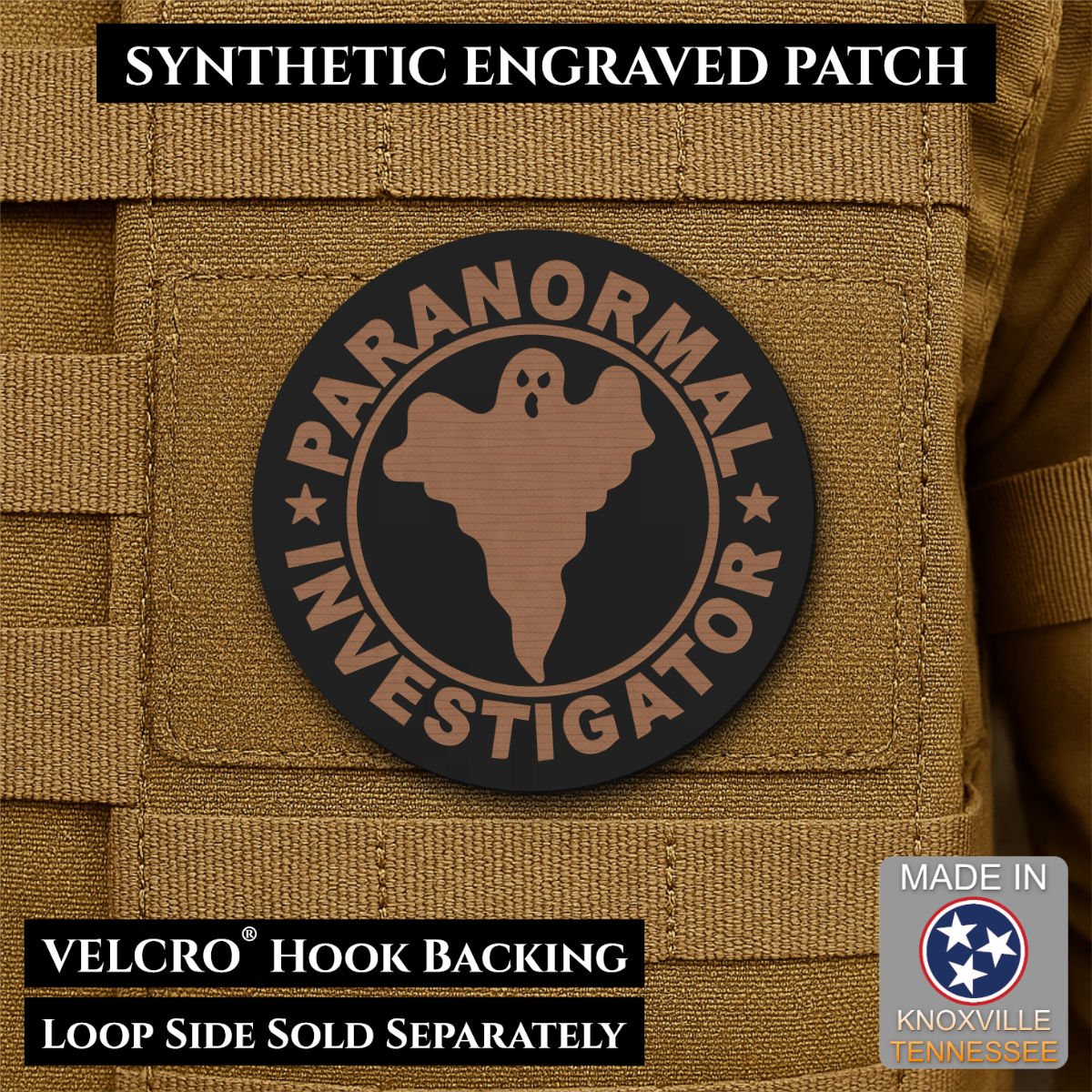 Paranormal Investigator Funny Morale Patch, 3" Round | Made in USA | VELCRO® Brand Hook Backing